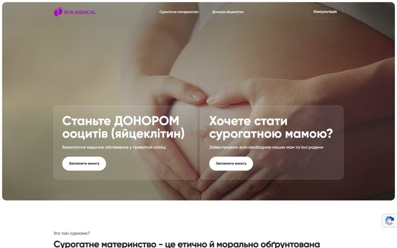 Скріншот сайту сурогатної програми на WordPress