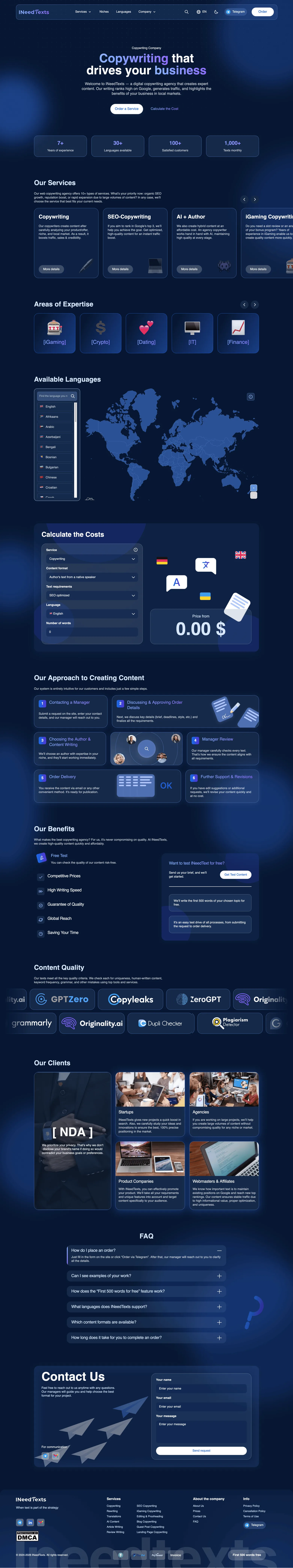 Website for a copywriting agency on WordPress
